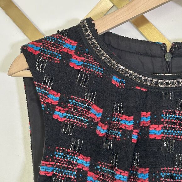 Trina Turk Goodnight Tweed Sheath Dress Size 10 Embroidered Colorful Sleeveless - Picture 5 of 10